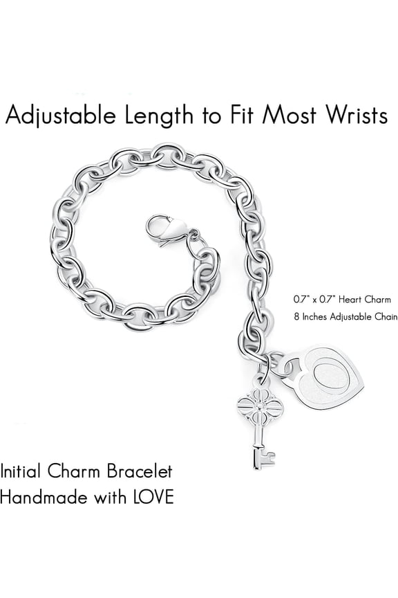 -Initial Charm Bracelets for Girls Women Stainless Steel A-Z Bracelet Personalized Gifts Birthday Graduation Easter Stocking Stuffers for Teens Girls Jewelry (Various Design)