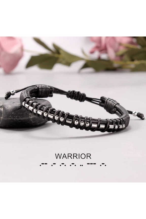 -Inspirational Gifts for Men Morse Code Bracelets Mens Bracelets Graduation Gifts for Him Fathers Day Adjustable Leather Bracelet Motivational Birthday Annivesary Jewelry Stocking Stuffers for M