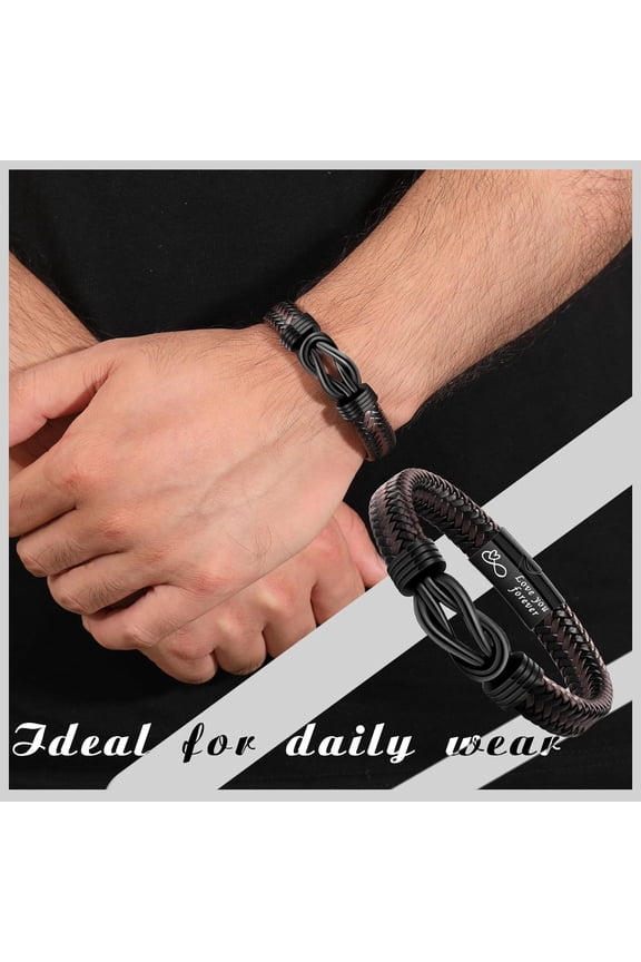 -Inspirational Gifts for Men Morse Code Bracelets Mens Bracelets Graduation Gifts for Him Fathers Day Adjustable Leather Bracelet Motivational Birthday Annivesary Jewelry Stocking Stuffers for M