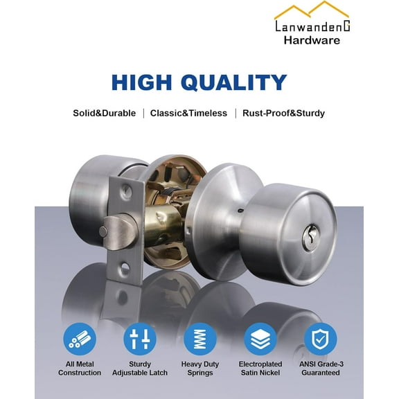 DASAW-Keyed Alike Entry Door Knobs and Single Cylinder Deadbolt Lock Combo Set Security for Entrance and Front Door, All Keyed Same Door Lock with Classic Satin Nickel Finish