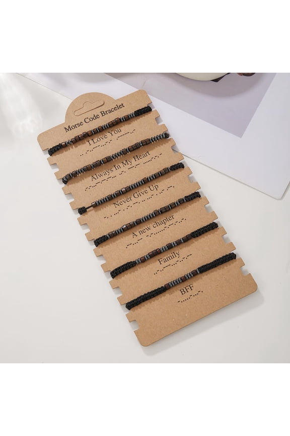 -Morse Code Bracelets for Women Men Gifts for Her Best Friend Funny Inspirational Bracelets for Women Jewelry Adjustable Silk Beaded Wrap Bracelet