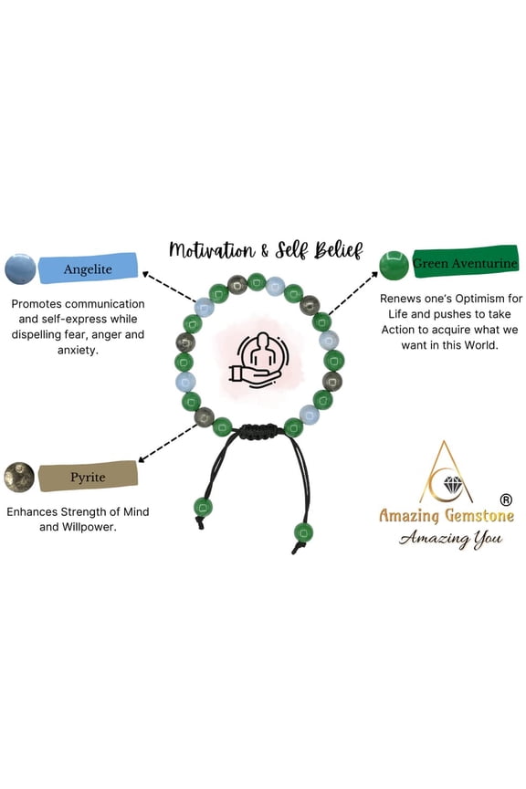 -Motivational Bracelet for Women Men Manifestation - Pyrite Angelite Green Aventurine Bracelet Set for Men Women Healing Calming Anxiety Stress Relief Gifts Pulseras Para Hombres Mujer (Adjustab