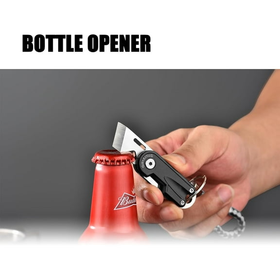 DASAW-Multitool Pocket Knife, EDC Folding Knives, Small multitool with Bottle Opener Mini Pry Tool, Gifts for Men Dad Everyday Carry (black)