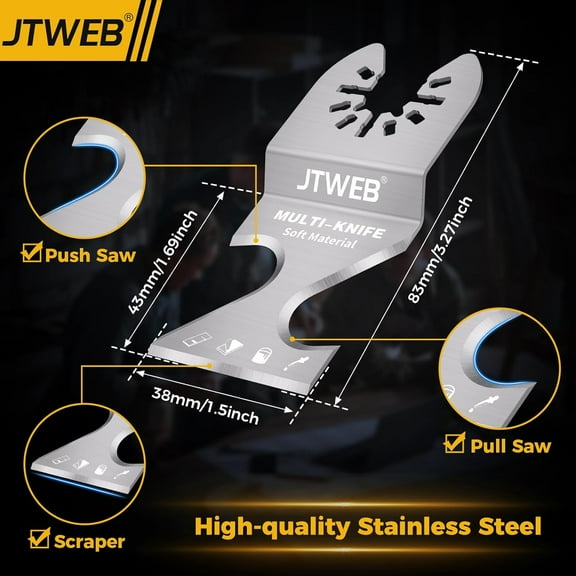 DASAW-Oscillating Multi Tool Hook Knife Blade Scraper, 5PCS Asphalt Shingle Cutter Tool for Cutting Soft Materials, Roofing Shingles, PVC Carpet, Cardboard, Multitool Saw Blades Kit for Bosch