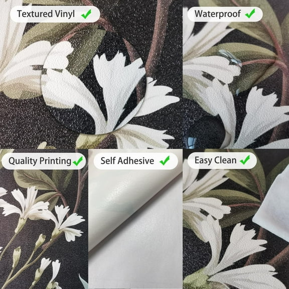 DASAW-Peel and Stick Door Mural w/Utility Knife and Scraper, Self-Adhesive Door Sticker, Faux Leather Textured Vinyl Wallpaper for Bedroom Living Room Home Decor, 29.92"x78.74" Eden Floral