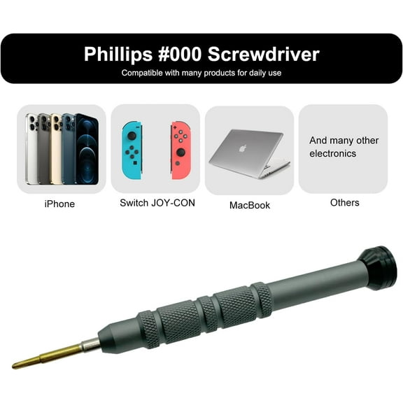 DASAW-Phillips Screwdriver #000 PH 000 1.5mm, Small Screwdriver Compatible with iPhone DJI Propeller, Magnetic, Lightweight, S2 Steel, Free-Spinning Top