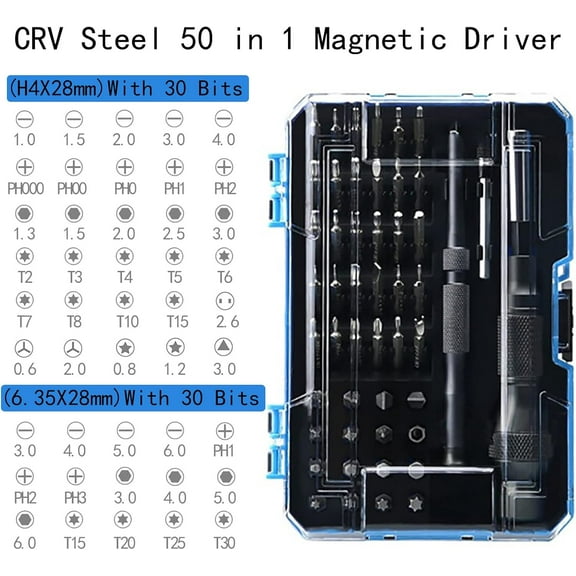 DASAW-Precision Screwdriver Set,50 in 1 Multifunction Screwdriver Repair Kit,Magnetic Screwdriver Kit with Extension Shaft,Suitable for Laptop,PC,Toys,Mobile Phone,Watch,Game Console (Blue)