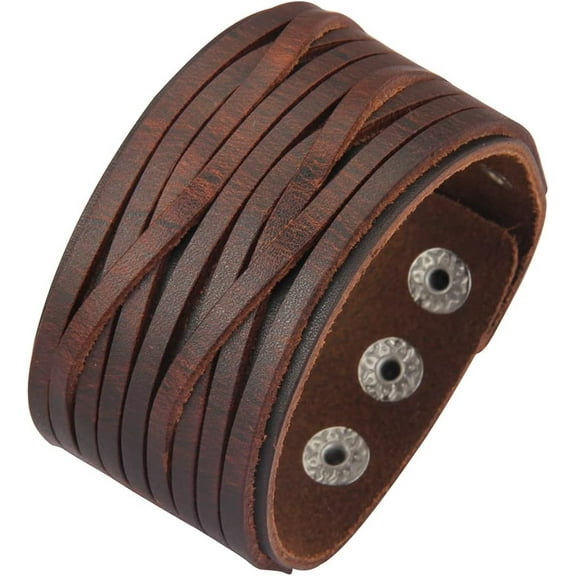 DASAW-Punk Leather Cuff Bracelet Adjustable Straps Wrap Bracelets Arm Armor Cuff Gothic Leather Wristbands for Men, Women