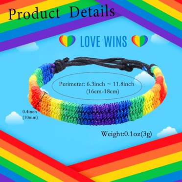 YINGLUBEN 8-Pack Gay Pride Bracelets - Rainbow LGBTQ Adjustable Nylon Bracelets