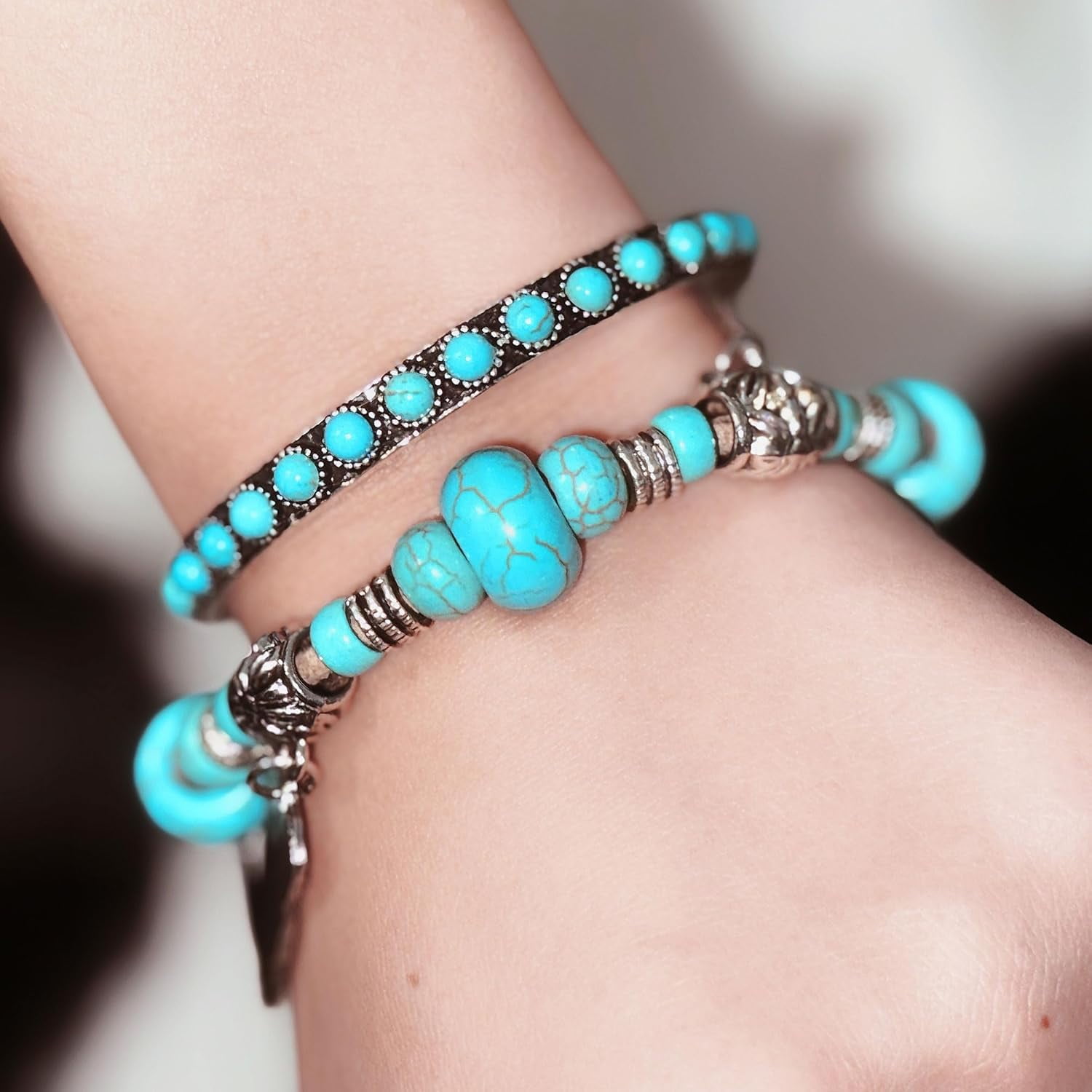 DASAW-Rustic Couture's Bohemian Turquoise Cuff Bangle Bracelets - Main Image
