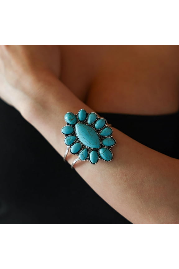 -Rustic Couture's Bohemian Turquoise Cuff Bangle Bracelets for Women Cowgirl