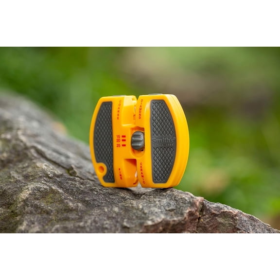 DASAW-Smiths 50917 Adjustable 2-Step Knife Sharpener Yellow - Preset Coarse & Fine Slots - Outdoor Handheld Knife Sharpener - Fishing, Hunting, Fillet, Pocket Knives - Portable Compact Keycha