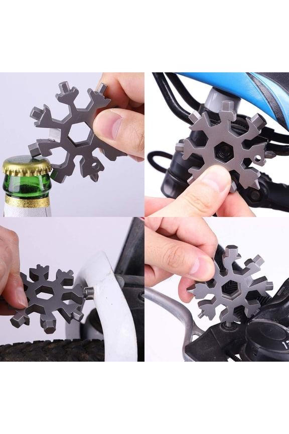 -Snowflake Multi-Tool - 19-in-1 Stainless Steel Snowflake Tool with Keychain, Screwdriver, Bottle Opener, Compact and Portable for Outdoor Adventure and Daily Use