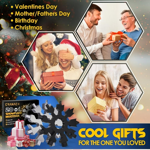 DASAW-Stocking Stuffers for Men Snowflake Multitools - 20 in 1 Multi Tool Christmas Gifts for Men Women Adults Teens, Unique Ideas Gadgets Gifts for Dad, Pocket Size Mini Portable Screwdriver Bottle