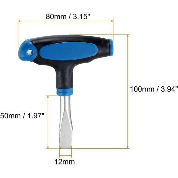 DASAW-T Handle Flat Head Screwdriver 12mm T Handle Slotted Screwdriver with 9pcs 1/4 to 3/8 Inch Interchangeable Camera Screws for Quick Release Plate Camera Tripod Monopod, Blue
