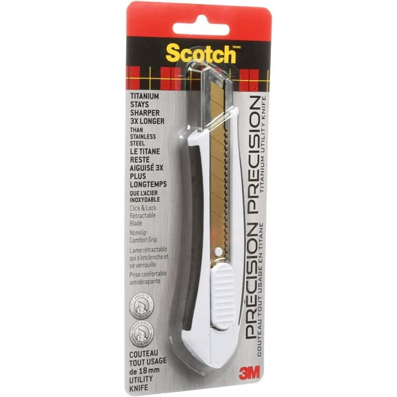 DASAW-Titanium Snap-Off Utility Knife Large 18mm Heavy-Duty Cutter with Locking Retractable Blade, Comfort Grip (Titanium 3X Sharper, Ideal for Boxes & Crafts)