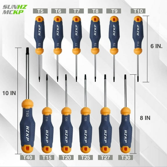 DASAW- Torx Screwdriver Set 12-Piece, S2 Alloy Steel, Magnetic Star Screwdrivers Set T5-T40, Professional Grade Repair Tools
