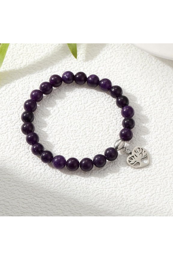 -Tree of Life Gifts for Women Natural Stone Healing Relaxation Bracelets 8mm Anti-Anxiety Crystal Stone Stress Relief Stretch Bracelets for Women Men