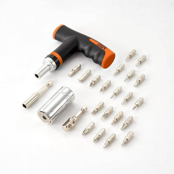 DASAW-Universal Socket Tool Set, Ratcheting Screwdriver T-Handle kit with Power Drill Adapter, for Him, Women, Dad