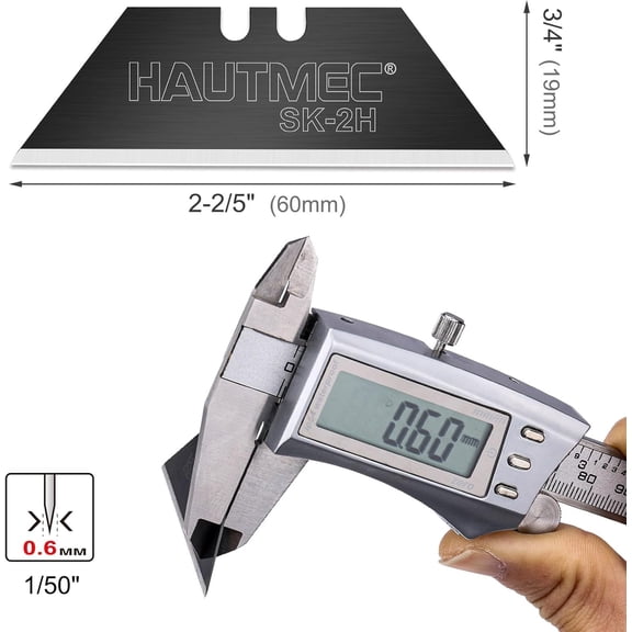 DASAW-Utility Knife Blades 30-Pack, Ultra-Sharp SK2H Black Rust-Resistant Blades with Safety Dispenser, Standard Size Replacement Blades for Box Cutters & Utility Knives
