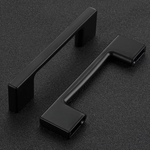 DASAW-Wide Foot Cabinet Pulls 3 Inch Black Cabinet Handles 10 Pack Kitchen Hardware for Cabinet Matte Black Drawer Pulls Come with Screwdriver