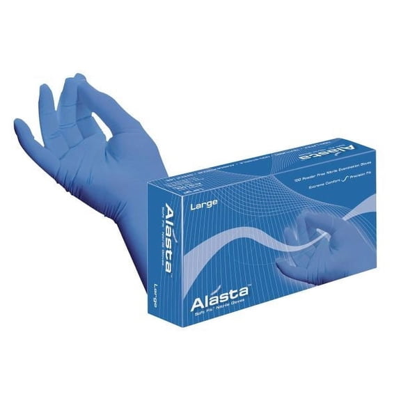 DASH Alasta 100 Nitrile Exam Grade Disposable Gloves, Violet Blue, 3.1 mil, 100/Box, Small