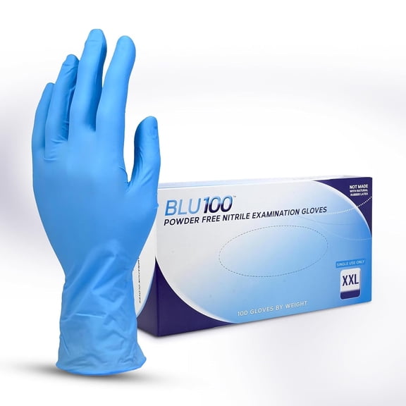 Dash Nitrile Gloves - Light Blue - 4.3 mil - Box of 100 (XXL) - Powder Free - Protective Gloves for Multiple Purposes