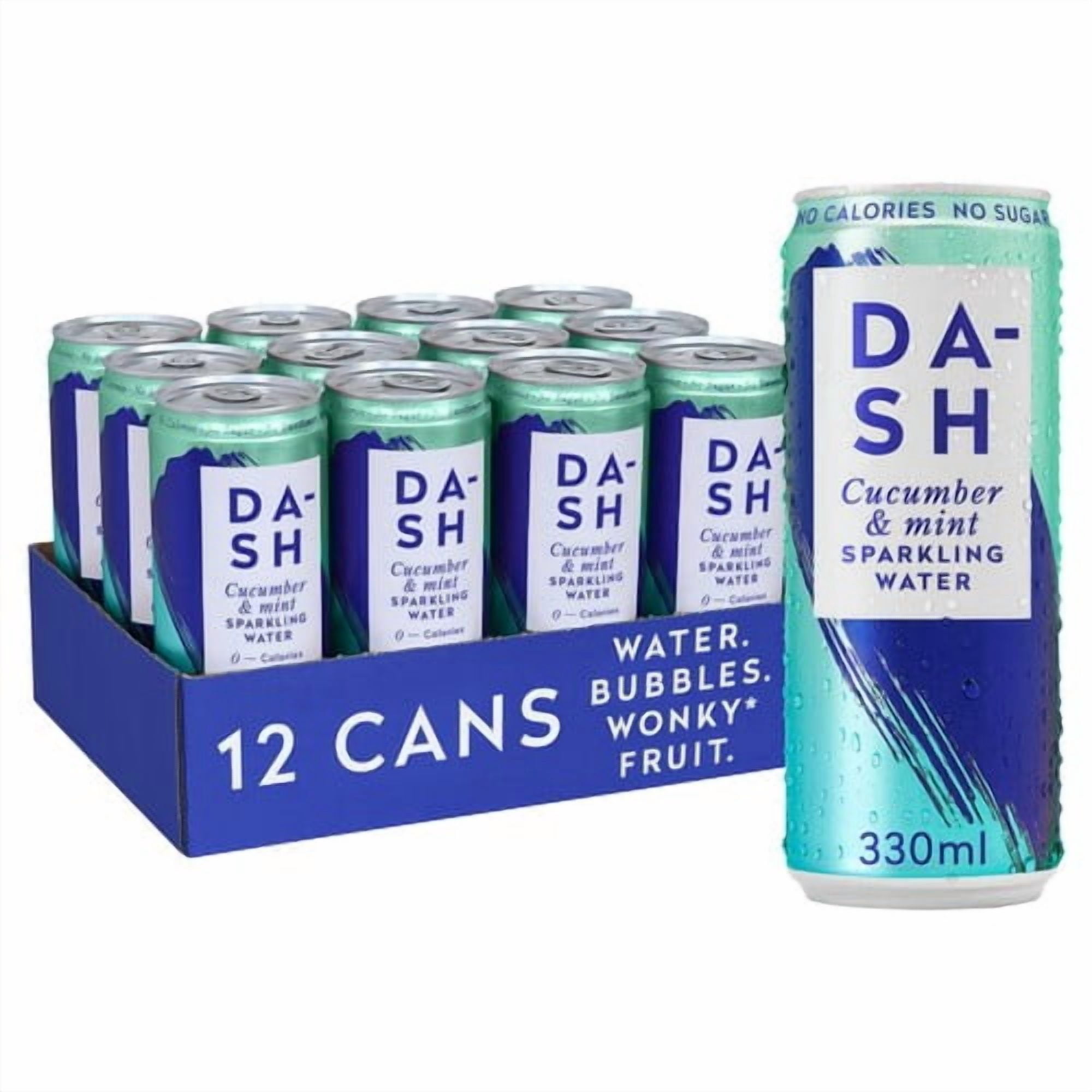 DASH Cucumber & Mint Infused Sparkling Water 12 x 330ml, British Import (Pack of 2)