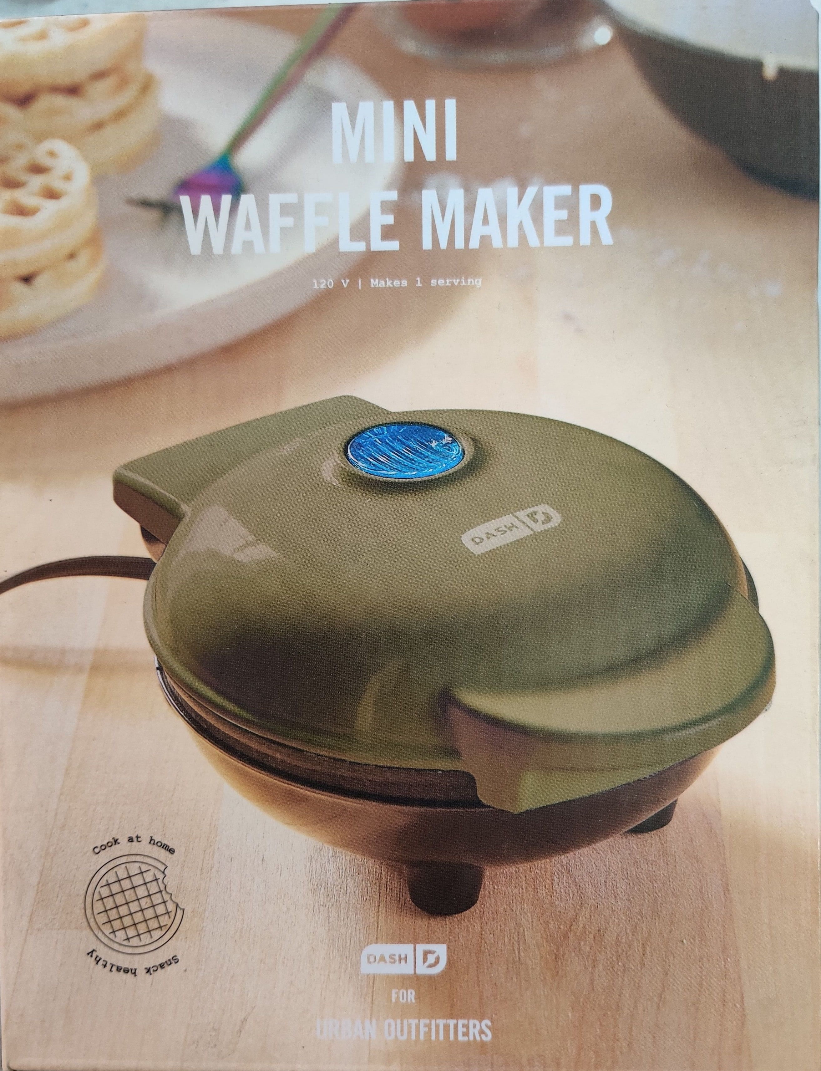 DASH FOR URBAN OUTFITTERS MINI WAFFLE MAKER NON STICK LIMITED 6" x 5" OLIVE GREEN
