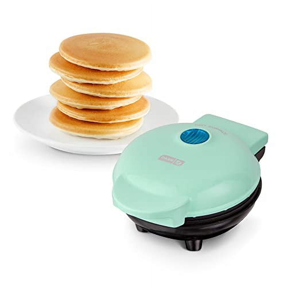 DASH Mini Maker Electric Round Griddle for Individual Pancakes, Cookies, Eggs \u0026 other on the go Breakfast, Lunch \u0026 Snacks with Indicator Light + Included Recipe Book - Aqua