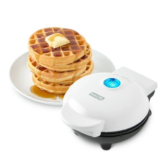 Dash Mini Waffle Maker - 4” Waffle Mold, Nonstick Waffle Iron with Quick Heat-Up, Nonstick Surface - Perfect Mini Waffle Maker for Kids and Families, Just Add Batter, White