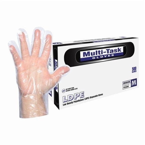 DASH Multi-Task Polyethylene Disposable Gloves, Clear, 0.4 mil, 250/Box, Medium