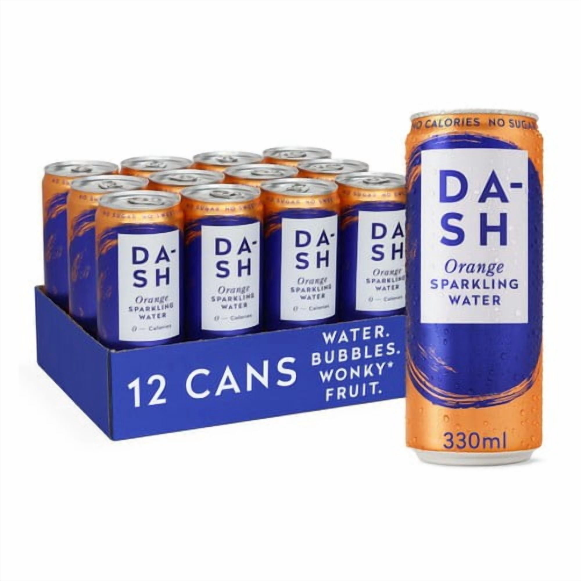 DASH Orange Infused Sparkling Water 12 x 330ml, British Import (Pack of 2)