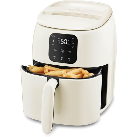 DASH Tasti-Crisp™ Ceramic Air Fryer Oven, 2.6 Qt., Cream – Compact Air Fryer for Healthier Food in Minutes, Ceramic Nonstick Surface, Ideal for Small Spaces - Auto Shut Off, Digital, 1000-Watt