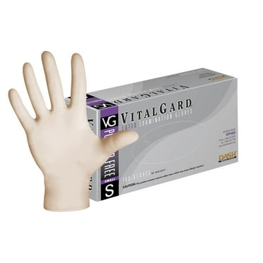 DASH VitalGard Latex Exam Grade Disposable Gloves, Natural, 4.7 mil, 100/Box, Large
