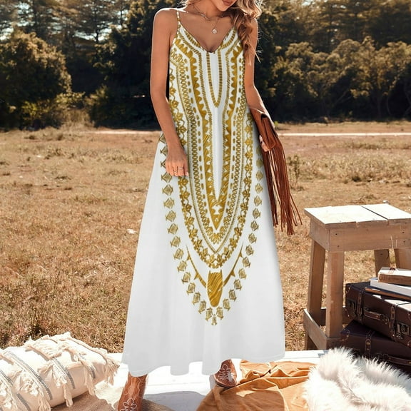 DASHIKI WAKANDANGOLD Sleeveless Dress prom dresses Female dress