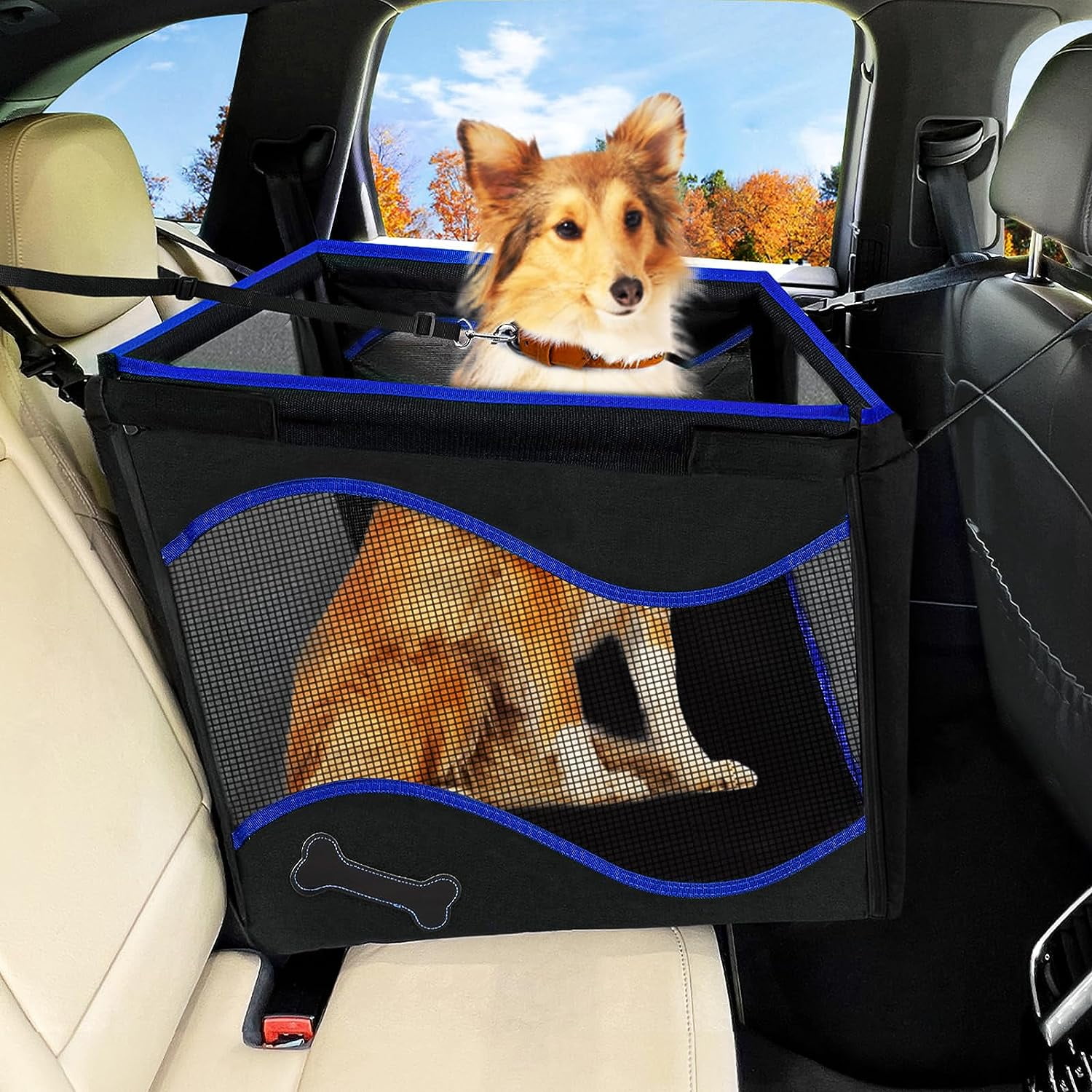 DASHU Dog Car Seat for Large Dogs, Car Seats for Dogs with Waterproof Pad, Travel Pet Car Seat