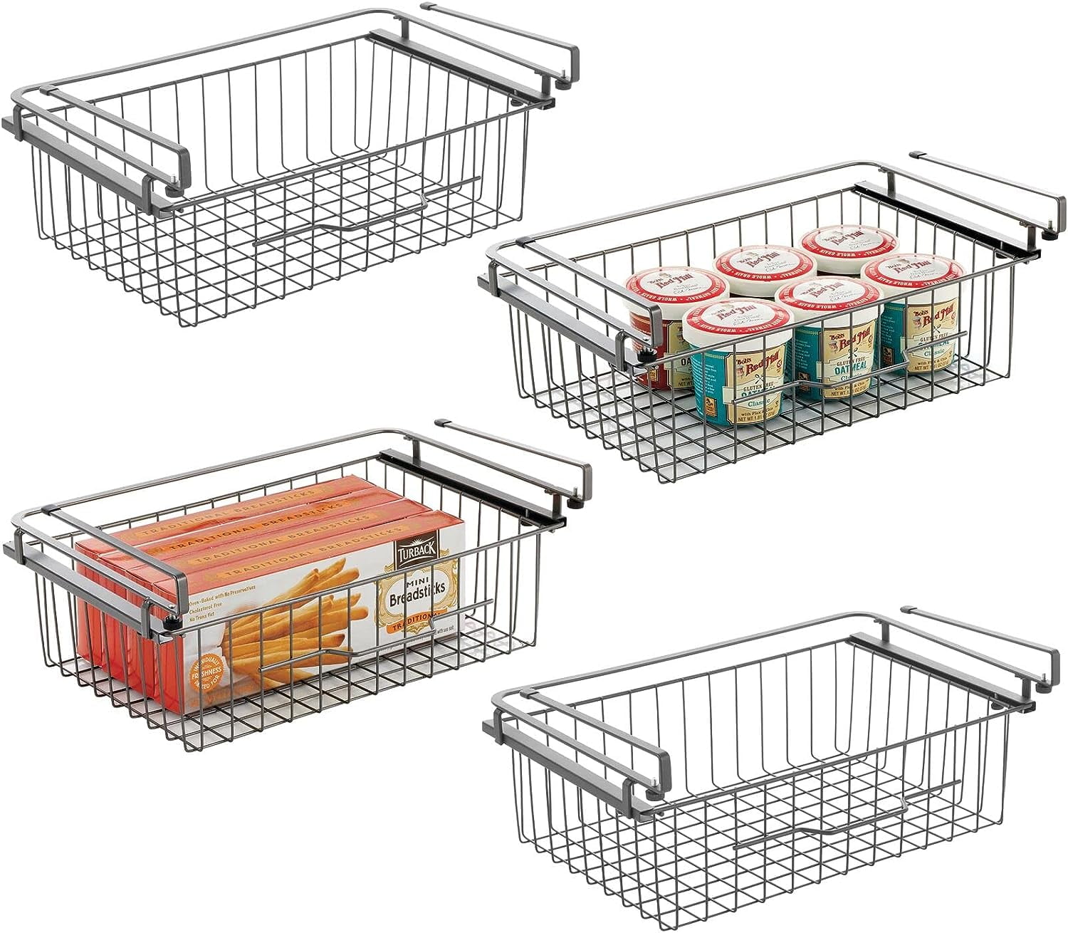 DASHU Large Metal Wire Hanging Pullout Drawer Basket Sliding Under