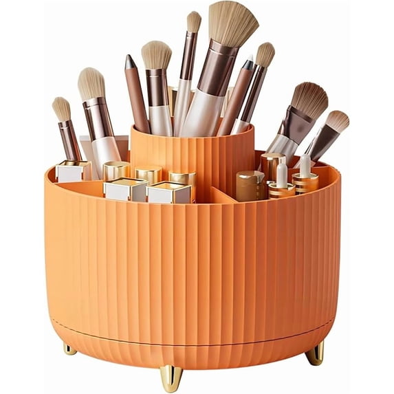 DASITON Large Capacity Makeup Brush Holder,360 ° Rotating Makeup Organizer,5 Slot Makeup Brushes Cup,for Vanity Decor,Bathroom Countertops,Desk Storage Container,Cosmetic Display cases(Black)