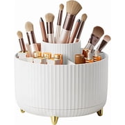 DASITON Large Capacity Makeup Brush Holder,360   Rotating Makeup Organizer,5 Slot Makeup Brushes Cup,for Vanity Decor,Bathroom Countertops,Desk Storage Container,Cosmetic Display casesBlack