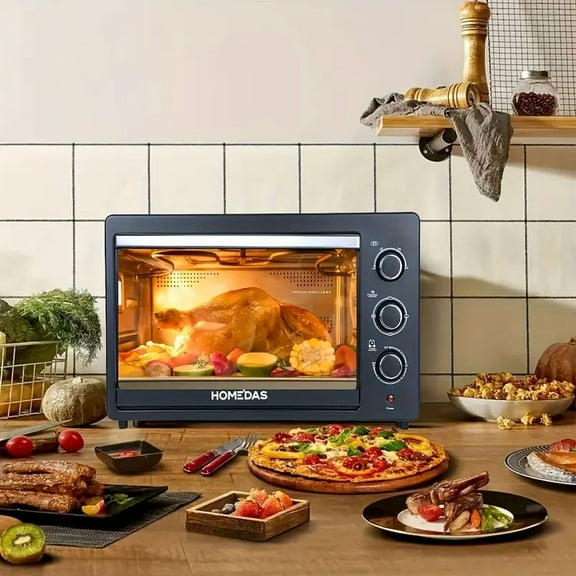 DASNITE 10gal Large Capacity 4 Slice Oven with 3 Settings,Time Can Be Set,Including Rack And Grill Tray,Suitable for Pizza,Baking,Roasting Chicken,Other Grilling And Keeping Warm Functions