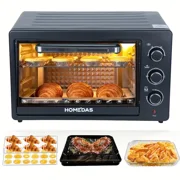 DASNITE 1600W 38 Qt Toaster Oven - Oil-Less Cooking,Adjustable Temperature Control,Timer Stainless Steel Countertop With Rapid Heat Circulation,Even Cooking,Healthy Meal Preparation