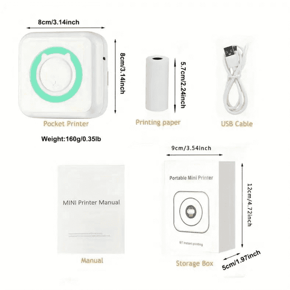 DASNITE Sprocket Portable 2x3" Instant Photo Printer, Mini, Bundle, with Photo Printer, Off-White, New, 1 Count, 1 Pack