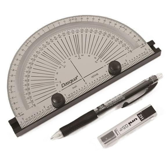 DASQUA 6" PRECISION MARKING PROTRACTOR WITH PENCIL & REFILL LEAD (1804-5778)
