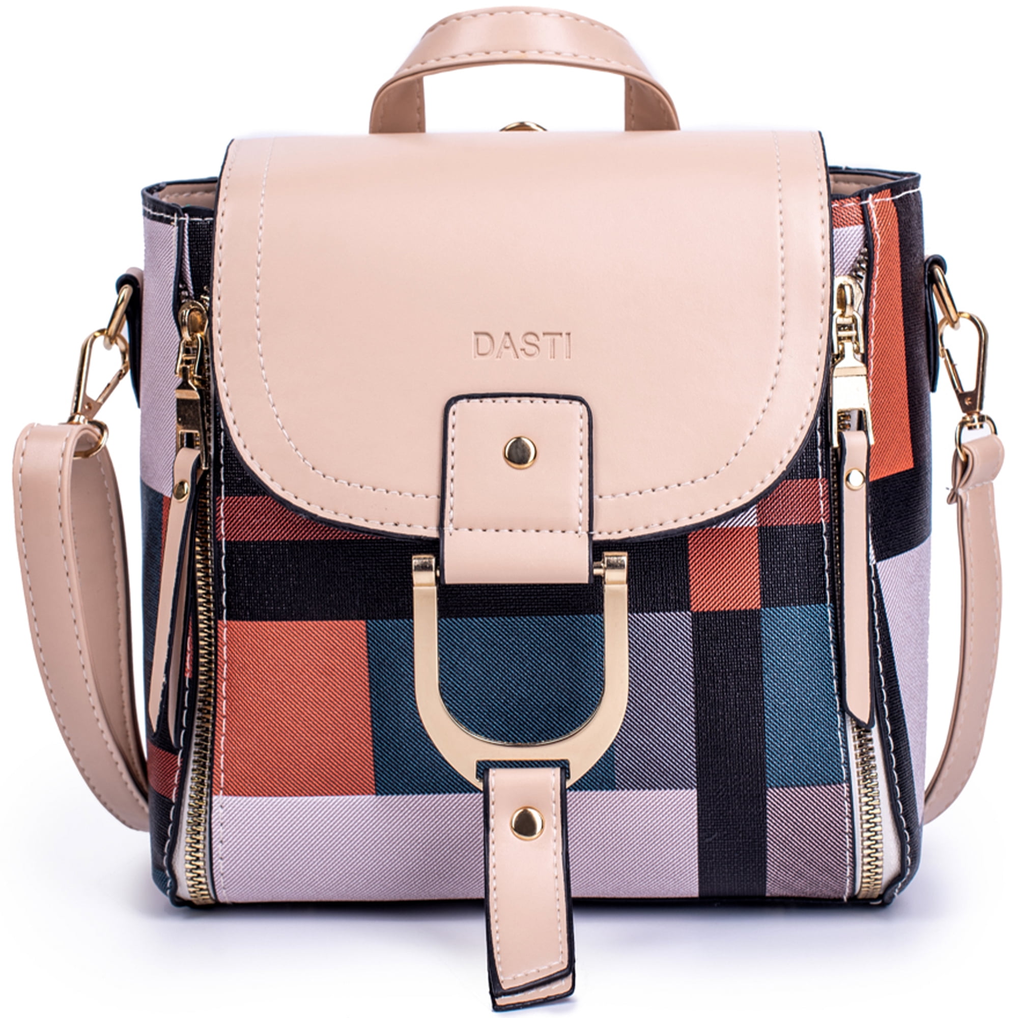 DASTI Convertible Small Backpack Purse Beige Nylon Womens Bags