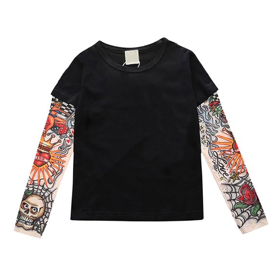 DASWDANIA Toddler Tattoo Leisure Crew Neck T-Shirt, Sizes 12 Months-5T