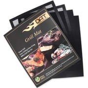 DAT Non-Stick BBQ Grill Mat 4 Pack Set, 2 Grill Mats 2 Grill Meshes, Reusable Easy-Clean Barbecue Grill Baking Accessories, 15.75 x 13
