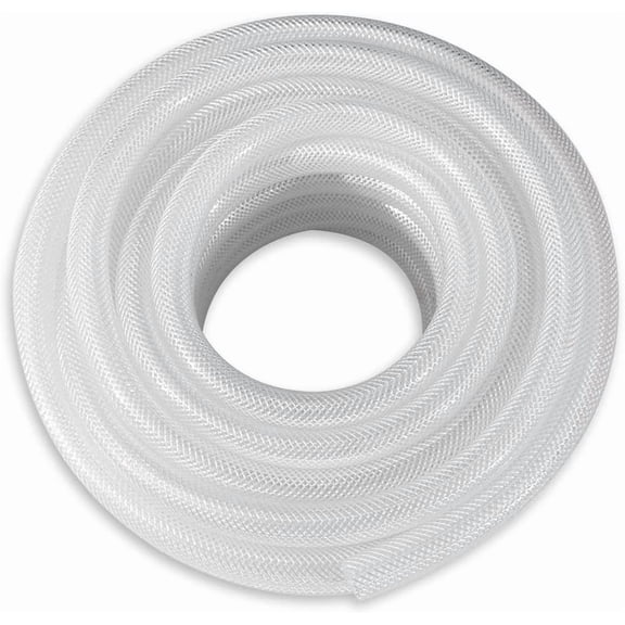 DAVCO 1/2" ID  50 ft Clear Braided Plastic Vinyl Tubing Flexible High Pressure Reinforced PVC Hose