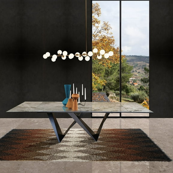 DAVEE Extendable Dining Table with Grey Ceramic Top--106.30/70.87*35.43*29.53 inches