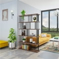 thumbnail image 1 of DAVEE Modern & Contemporary Antique Wood 5-tier Bookcase - 72.64*47.24*11.81 inches, 1 of 5